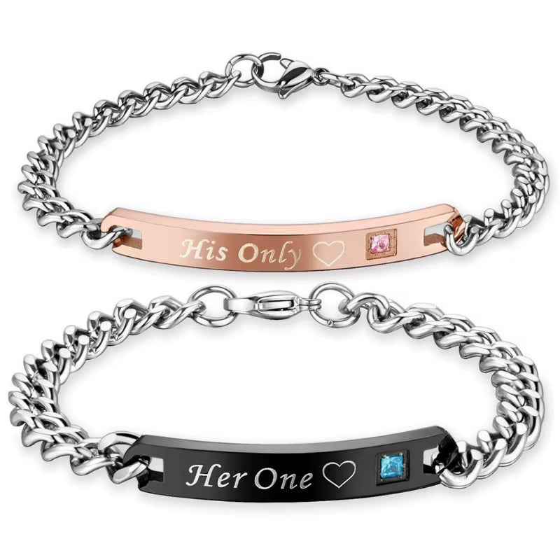 Promise Bracelets for Couples, Stainless Steel Relationship Matching Couples Bracelets