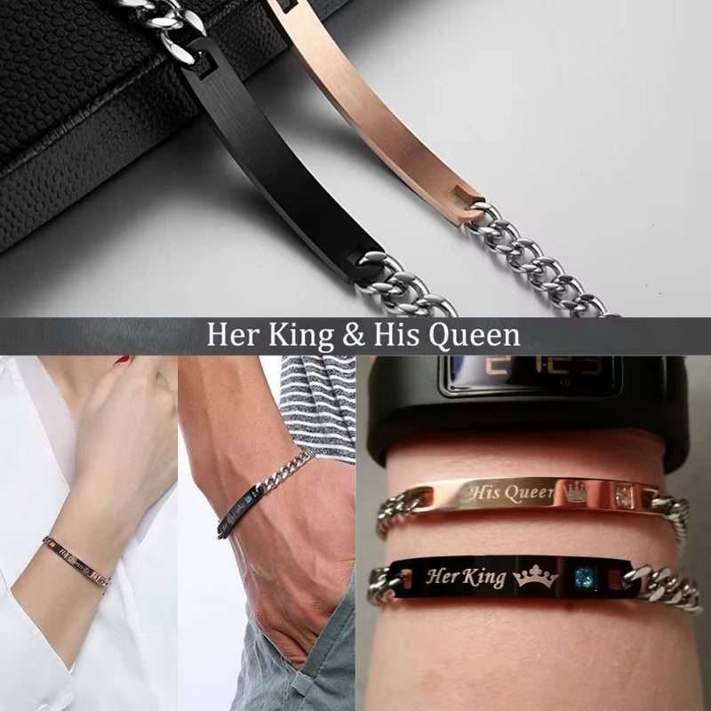 Promise Bracelets for Couples, Stainless Steel Relationship Matching Couples Bracelets