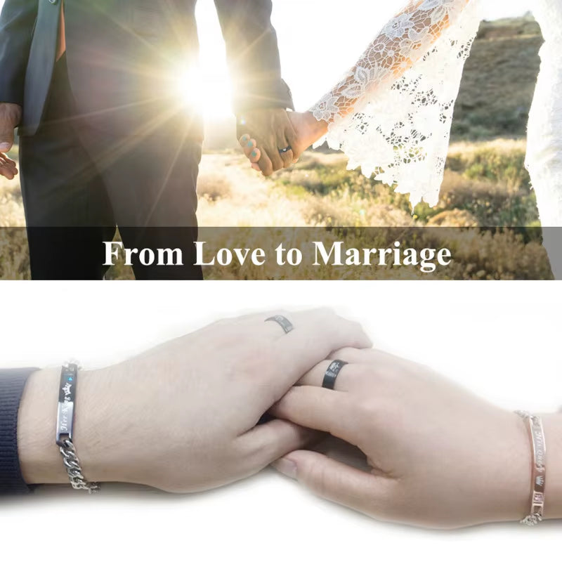 Promise Bracelets for Couples, Stainless Steel Relationship Matching Couples Bracelets
