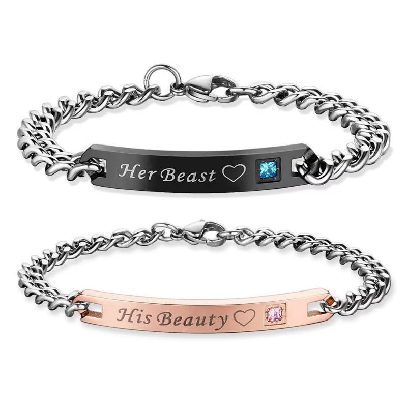 Promise Bracelets for Couples, Stainless Steel Relationship Matching Couples Bracelets
