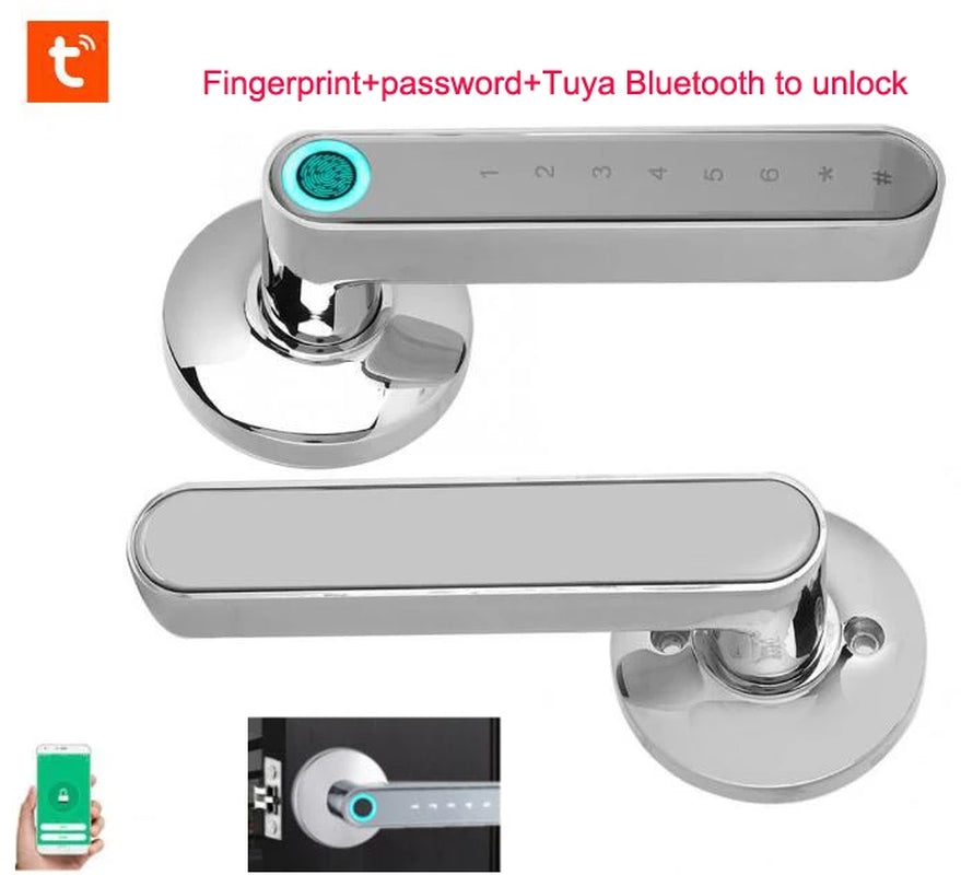 Fingerprint Door Lock, Smart Bluetooth Password Handle USB Lock APP Keyless