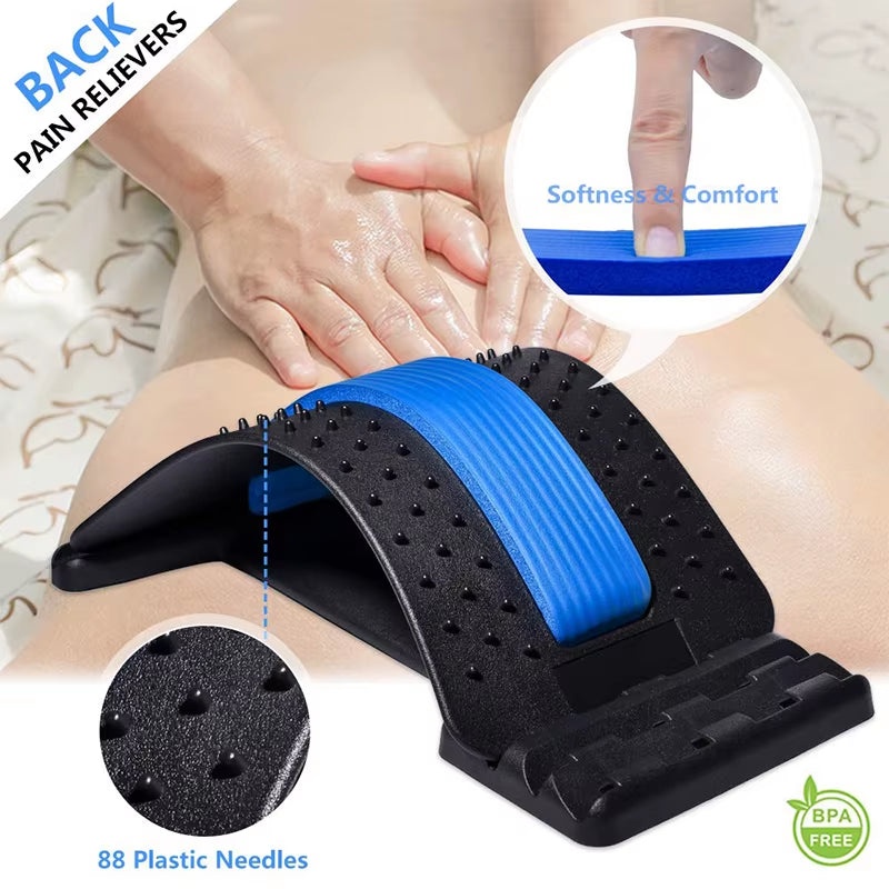 Back Stretcher for Lower Back Pain Relief Adjustable Lumbar Back Cracker Board Back Massager for Scoliosis Spine Decompression