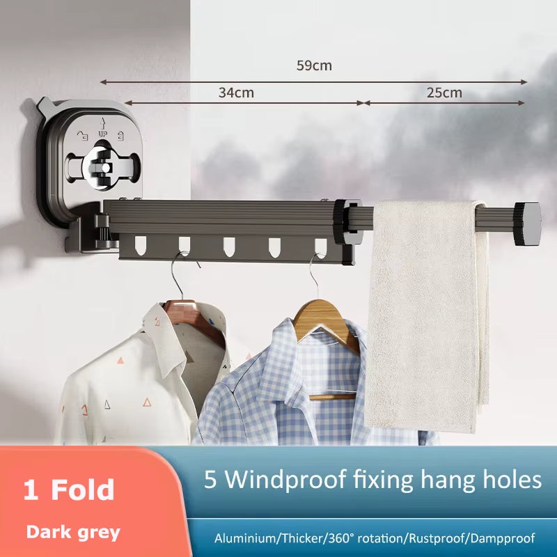 Wall Mounted Clothes Hanger Foldable Telescopic Coat Hangers No Punching Clotheshorse Indoor Balcony Simple Drying Clothe Rack