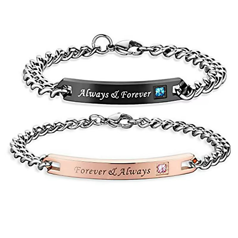 Promise Bracelets for Couples, Stainless Steel Relationship Matching Couples Bracelets