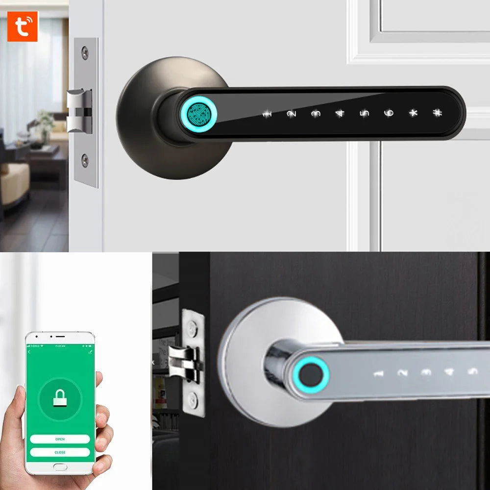 Fingerprint Door Lock, Smart Bluetooth Password Handle USB Lock APP Keyless