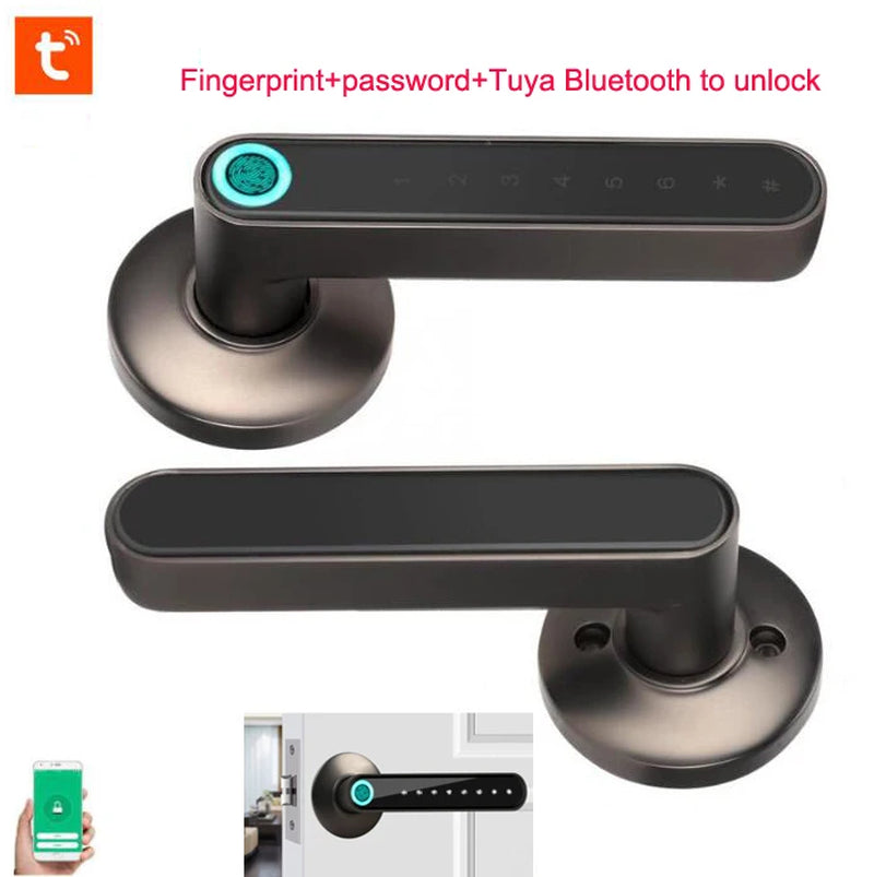 Fingerprint Door Lock, Smart Bluetooth Password Handle USB Lock APP Keyless