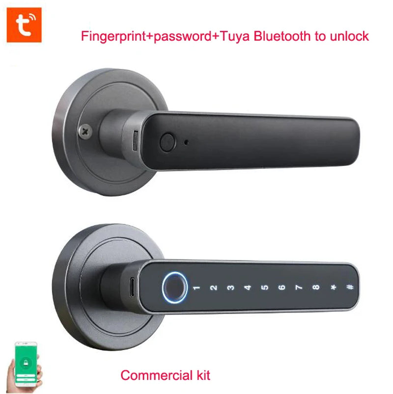 Fingerprint Door Lock, Smart Bluetooth Password Handle USB Lock APP Keyless