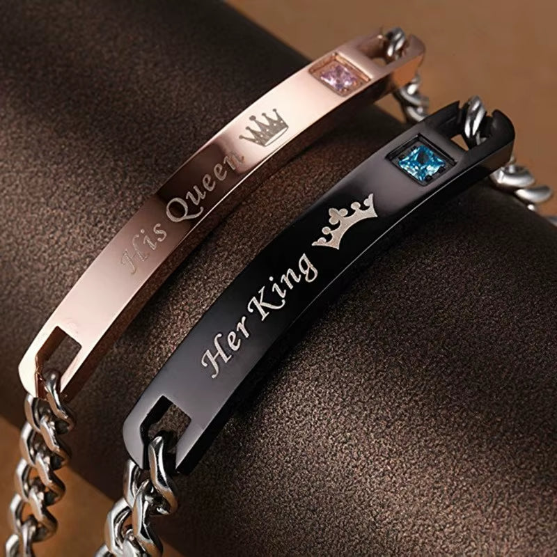 Promise Bracelets for Couples, Stainless Steel Relationship Matching Couples Bracelets