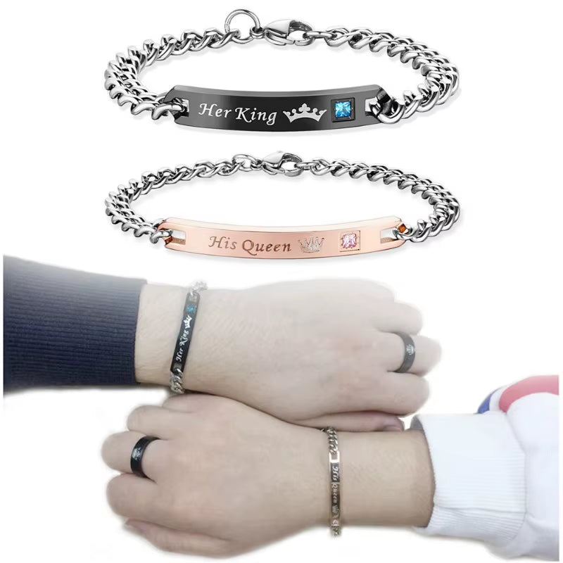 Promise Bracelets for Couples, Stainless Steel Relationship Matching Couples Bracelets