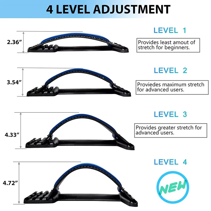 Back Stretcher for Lower Back Pain Relief Adjustable Lumbar Back Cracker Board Back Massager for Scoliosis Spine Decompression