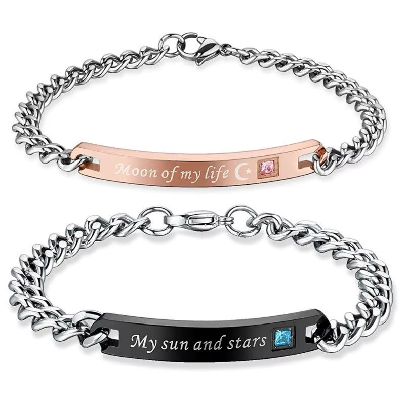 Promise Bracelets for Couples, Stainless Steel Relationship Matching Couples Bracelets