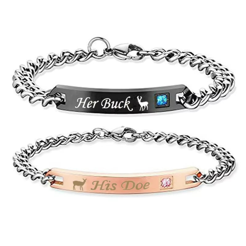 Promise Bracelets for Couples, Stainless Steel Relationship Matching Couples Bracelets