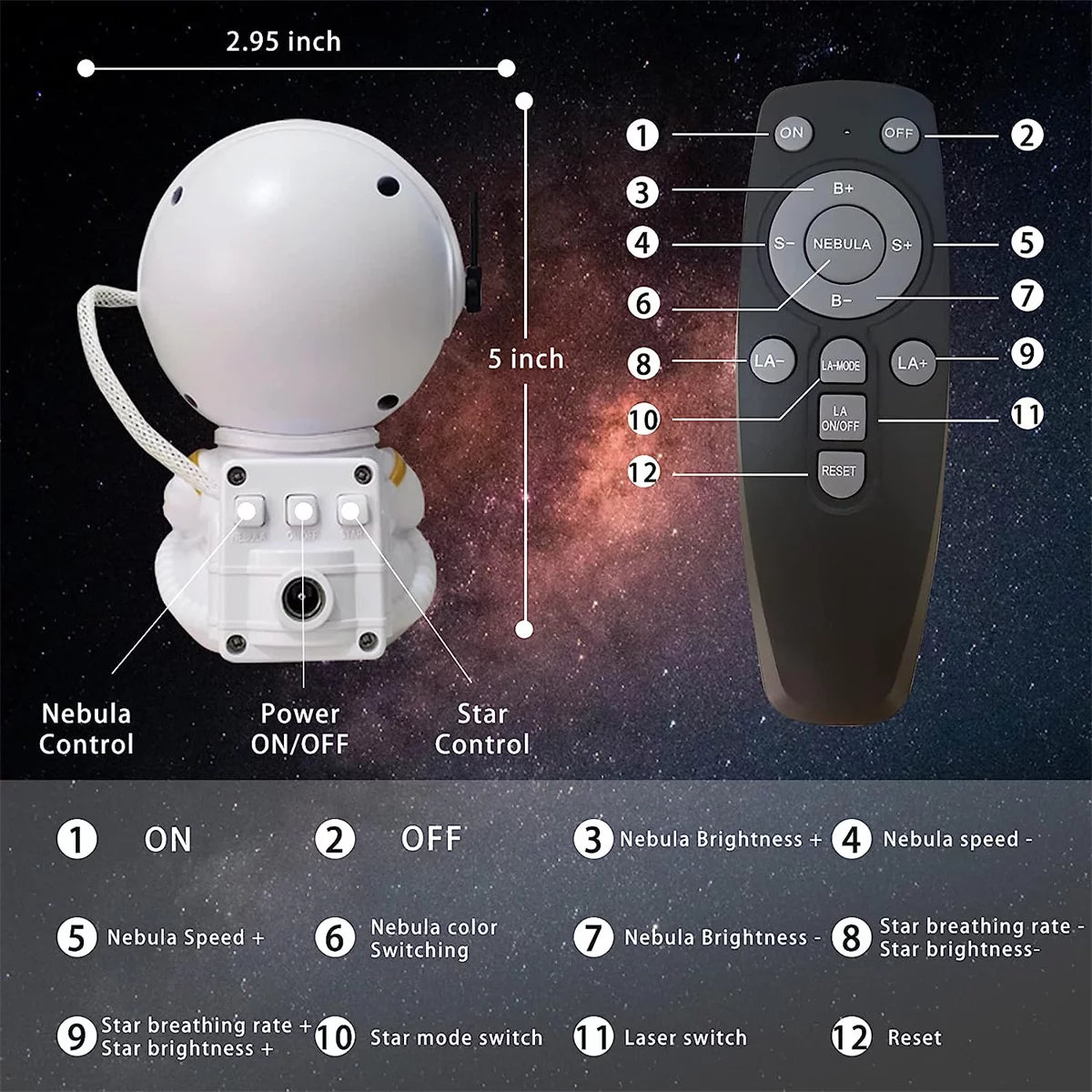 Mini Astronaut Star Projector and Galaxy Night Light 